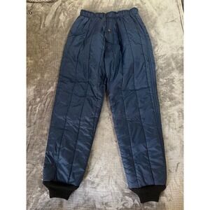 RefrigiWear Quilted Insulated Pull On Pants Blue Thermal Workwear Cuffed L 30X30